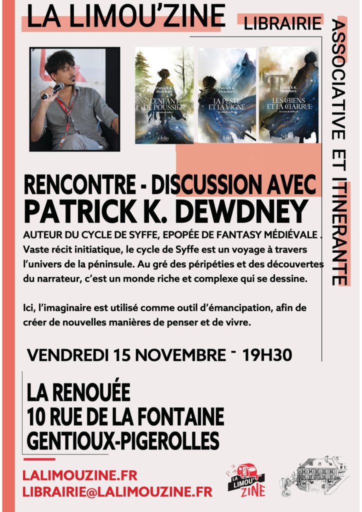 Rencontre sur le cycle de Syffe avec Patrick K. Dewdney, le 15 novembre à 19h30